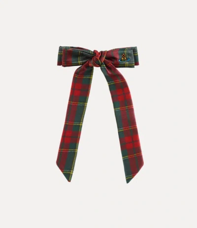 Vivienne Westwood Flyes Hair Clip Scarlet-tartan Rtw Tartan Printed Women In Multi