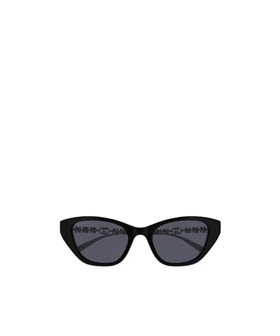 Gucci Gg1968s Linea Emblem 002 Black Silver Grey Sunglasses In Black