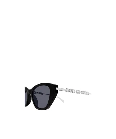 Gucci Gg1968s Linea Emblem 002 Black Silver Grey Sunglasses In Black