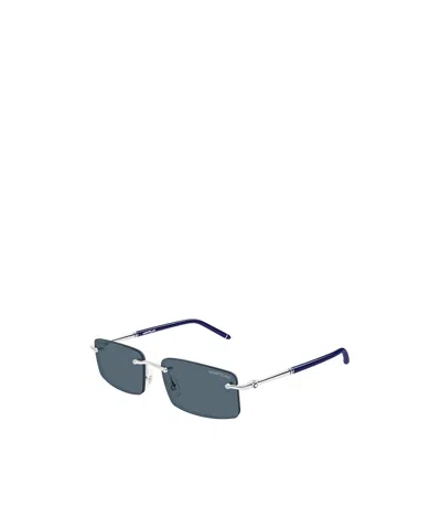 Montblanc Eyewear Rectangular Frame Sunglasses In Blue