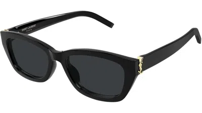 Saint Laurent Ysl 55mm Rectangular Acetate Sunglasses In Black