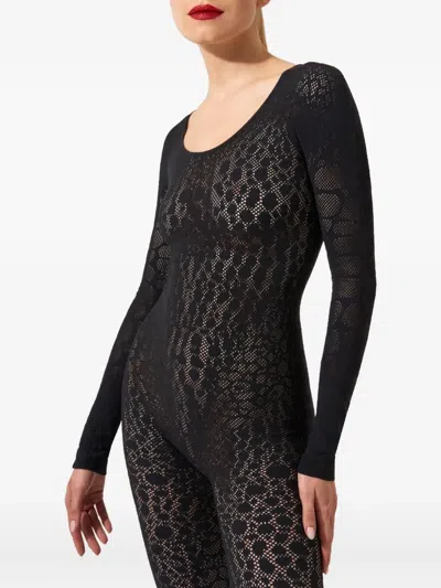 Wolford Python-pattern Long-sleeve Jumpsuit In Black