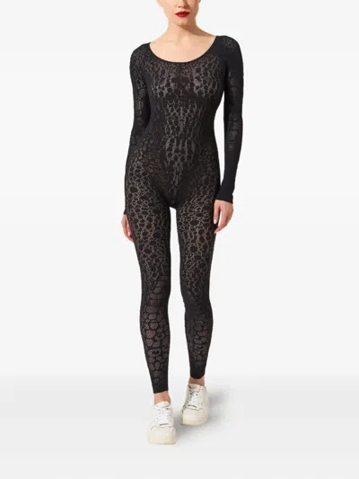 Wolford Python-pattern Long-sleeve Jumpsuit In Black