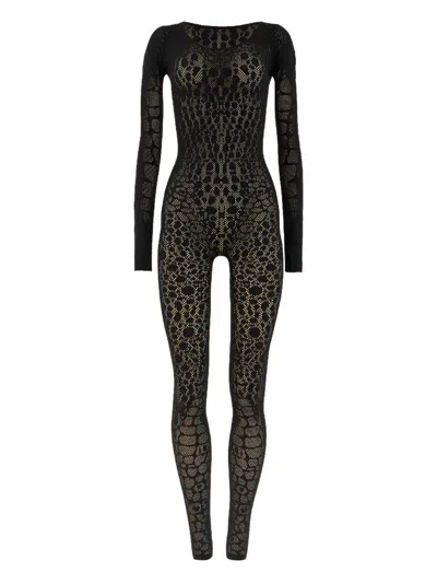 Wolford Python-pattern Long-sleeve Jumpsuit In Black
