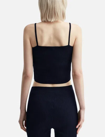 Maison Kitsuné Baby Fox Patch Fine Rib Cropped Top In Blue