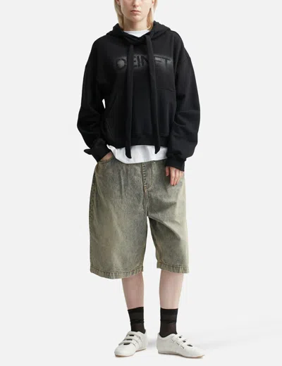 Deinet Ribbon String Point Hoodie In Black