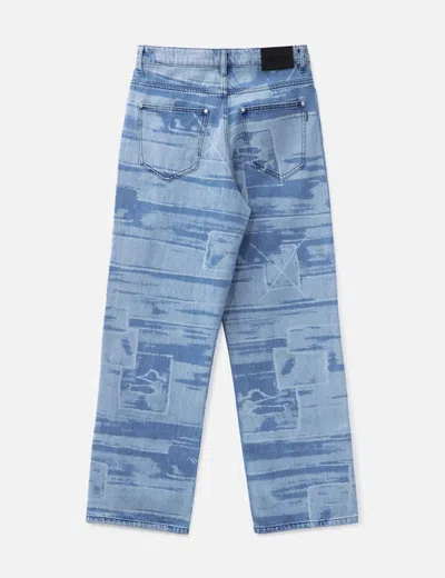 Babylon 5 Pocket Laser Printed Patched Pants In Blue