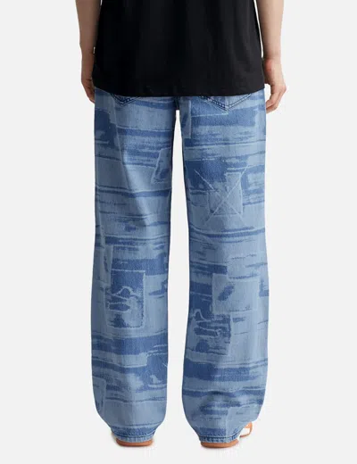 Babylon 5 Pocket Laser Printed Patched Pants In Blue