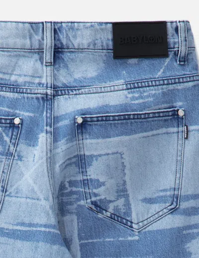 Babylon 5 Pocket Laser Printed Patched Pants In Blue