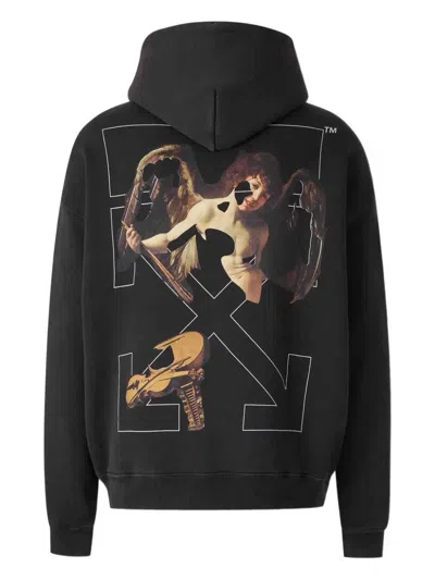 Off-white Washed Black Cupid Arrow Skate Logo Hoodie