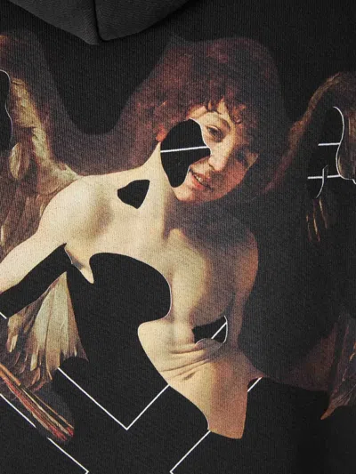 Off-white Washed Black Cupid Arrow Skate Logo Hoodie