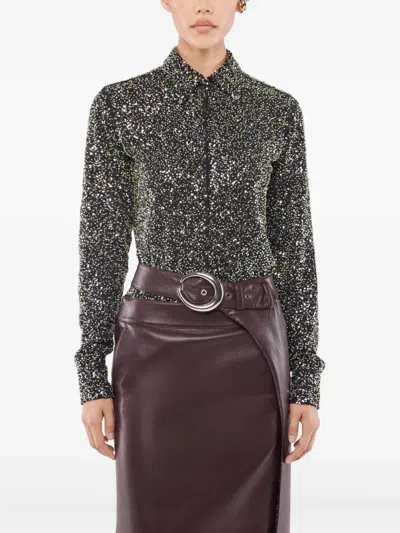 Rabanne Sequin-embellished Long-sleeves Shirt In Black