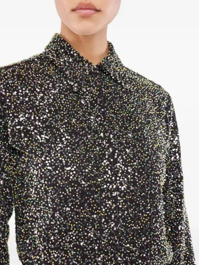Rabanne Sequin-embellished Long-sleeves Shirt In Black