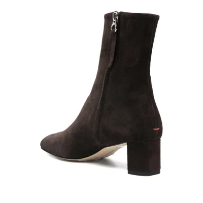 Aeyde 45mm Millie Suede Block-heel Boots In Brown