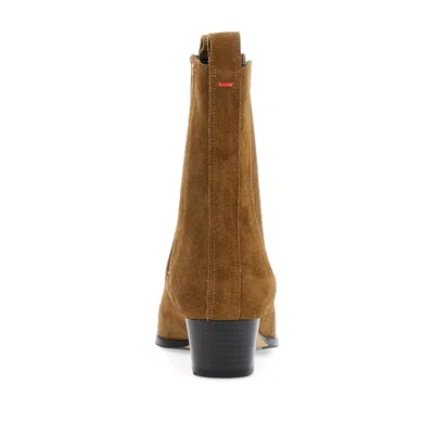 Aeyde Suede Block Heel Boots With Elastic Panels In Brown