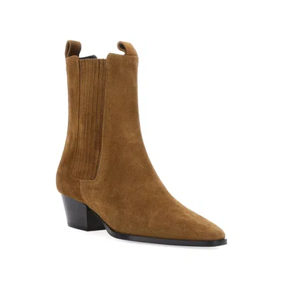 Aeyde Suede Block Heel Boots With Elastic Panels In Brown
