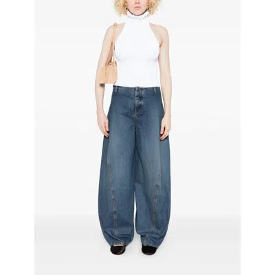 Alaïa Belt Loop Denim Trousers In Blue