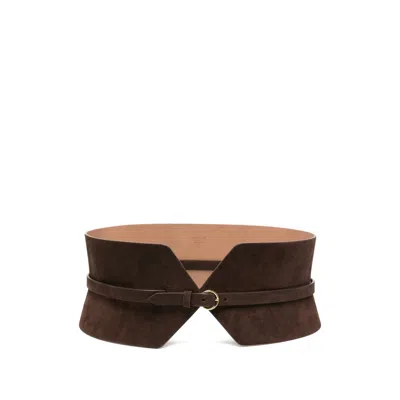 Alaïa Suede Corset Belt In Brown