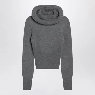 Alaïa Hooded Virgin Wool Sweater In Gray