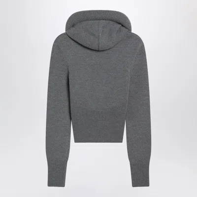 Alaïa Hooded Virgin Wool Sweater In Gray