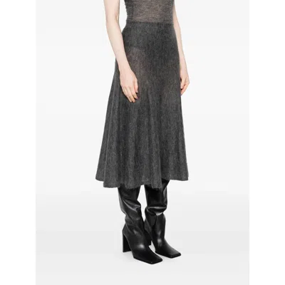 Alaïa Pleated Mohair-blend Midi Skirt In Gray