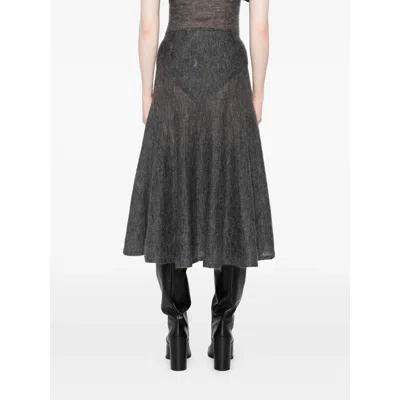 Alaïa Pleated Mohair-blend Midi Skirt In Gray
