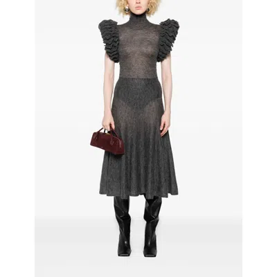 Alaïa Pleated Mohair-blend Midi Skirt In Gray