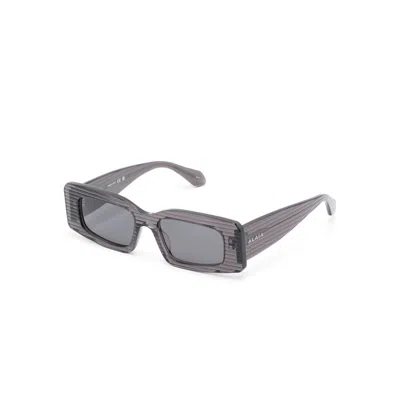 Alaïa Rectangular Frame Sunglasses Striped Pattern In Gray