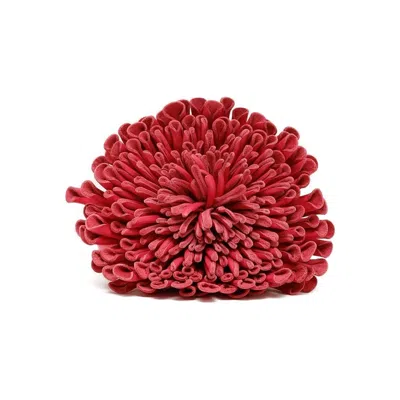 Alaïa Leather Flower Choker In Red