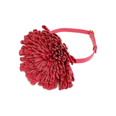 Alaïa Leather Flower Choker In Red