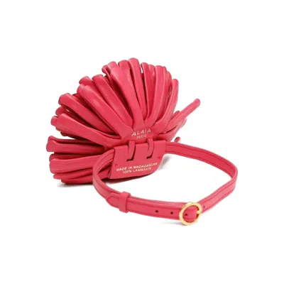 Alaïa Leather Flower Choker In Red