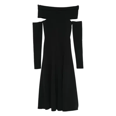 Alberta Ferretti Black Cut-out Midi Dress  In Black