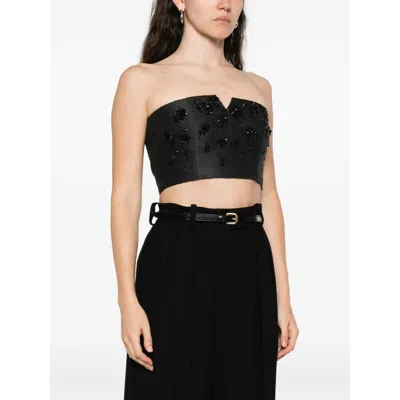 Alberta Ferretti Embellished Top In Black