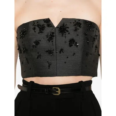 Alberta Ferretti Embellished Top In Black