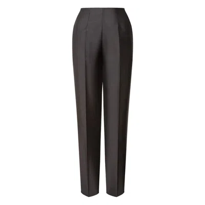 Alberta Ferretti Satin Trousers Embroidered Lapel In Gray