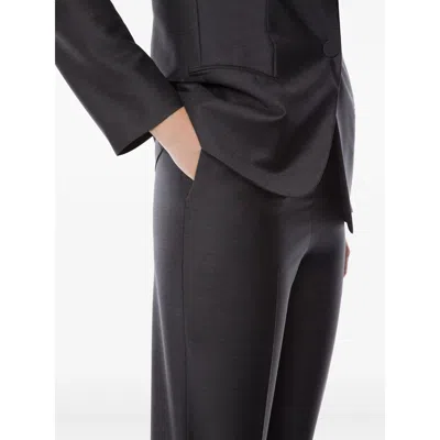 Alberta Ferretti Satin Trousers Embroidered Lapel In Gray