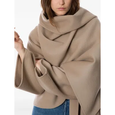 Alberta Ferretti Asymmetric Draped Poncho In Neutral