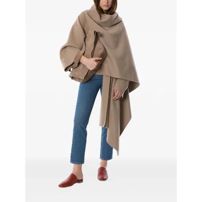 Alberta Ferretti Asymmetric Draped Poncho In Neutral