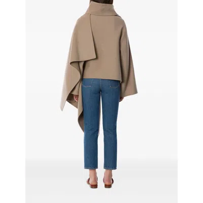 Alberta Ferretti Asymmetric Draped Poncho In Neutral
