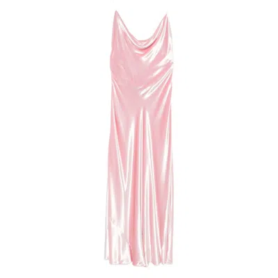 Alberta Ferretti Cowl-neck Strap Dress In Pink