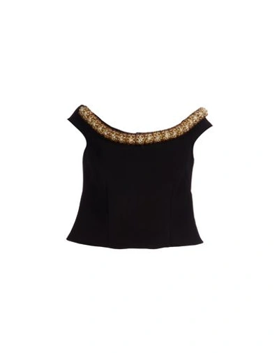 Simone Rocha Embroidered Cold Shoulders Tailored Top In Black