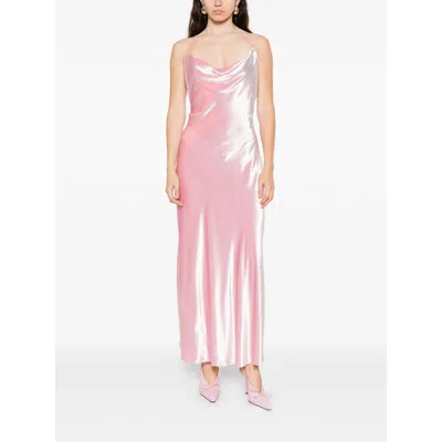 Alberta Ferretti Cowl-neck Strap Dress In Pink