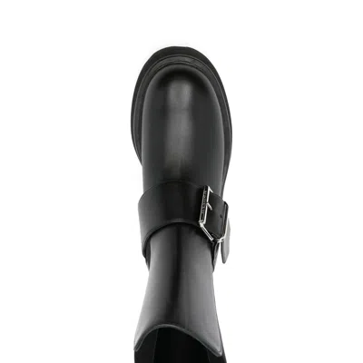 Alexander Mcqueen Ankle Boots With Buckle And Chunky Sole In Black