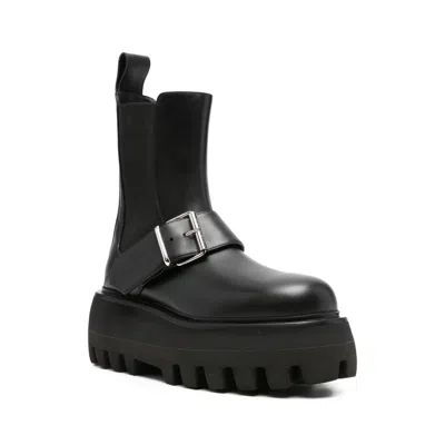 Alexander Mcqueen Ankle Boots With Buckle And Chunky Sole In Black