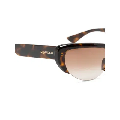 Alexander Mcqueen Geometric Sunglasses In Brown