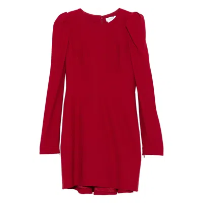 Alexander Mcqueen Puffed Shoulder Long Sleeve A-line Dress In Red