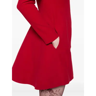 Alexander Mcqueen Puffed Shoulder Long Sleeve A-line Dress In Red