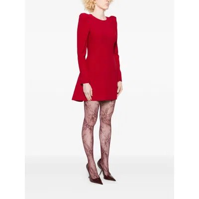 Alexander Mcqueen Puffed Shoulder Long Sleeve A-line Dress In Red