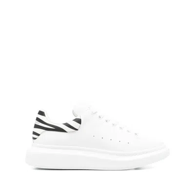 Alexander Mcqueen Zebra-panelled Leather Sneakers In White