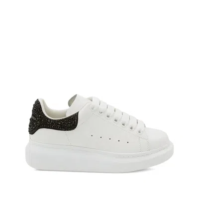 Alexander Mcqueen Crystal-embellished Leather Exaggerated-sole Sneakers In White